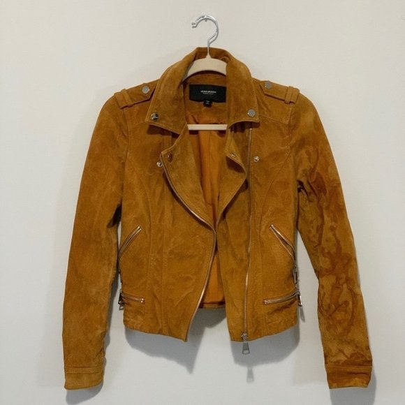 BEST JACKET FULLY LINED SOFT SUEDE LEATHER | AMBER GOLD YELLOW MUSTARD NUGGET OR - Picture 5 of 14